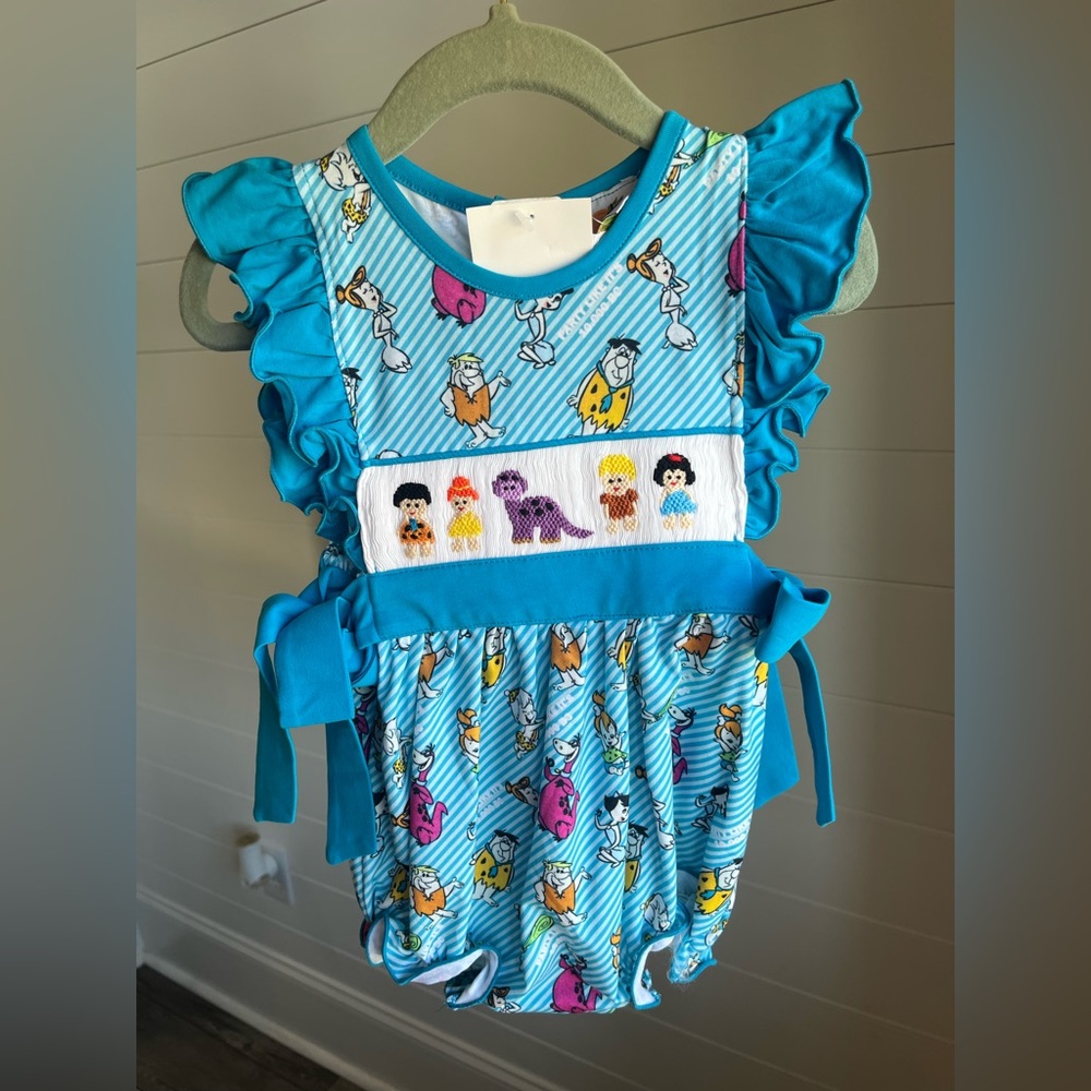12 month Flintstone smock NWT